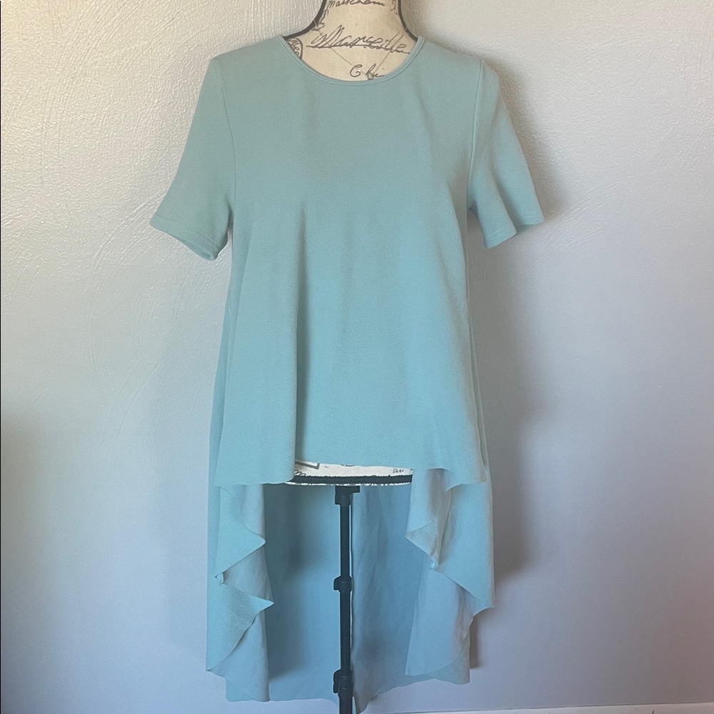 SHEIN Teal Short Sleeve High Low Hem Top Size Small